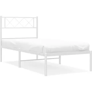 vidaXL Bettgestell mit Kopfteil Metall Weiß 80x200 cm - Weiß