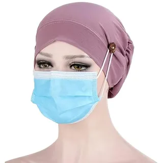 UEIOAVL Women's Head Scarves, 1 Stück Chemotherapie-Kopfbedeckung aus Baumwolle Bandana Chemotherapie-Kappe Baumwollhut Wickelbandana für Frauen bei Krebs und Haarausfall (lila)