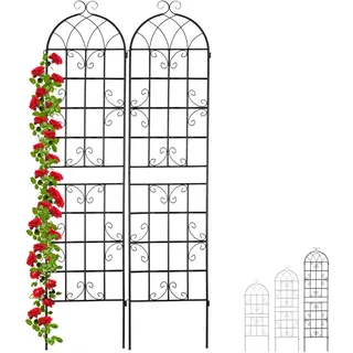 Relaxdays Rankgitter Metall 220 x 50 cm Schwarz