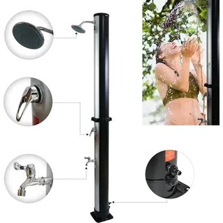 Solardusche 20L Silber Gartenbrause Fußdusche Camping Pool Regendusche Outdoor - Silber