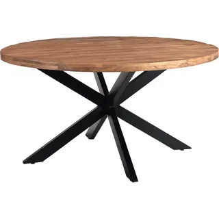 Livingfurn – Esstisch Rocky Round Spider 130 cm – Mangoholz / beschichteter Stahl - Braun