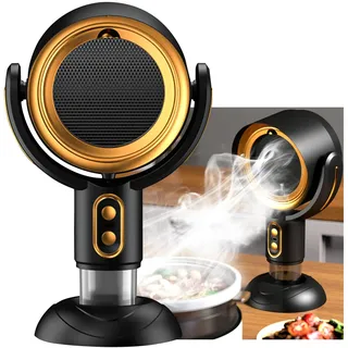 Yoicee Tragbare Dunstabzugshaube für die Küche, USB-Aufladbar, Tisch-Küchenabzug mit 2 Geschwindigkeitsstufen für Indoor & Outdoor-Wohnmobil-BBQ, Feuertopf-Camping (Black and gold)