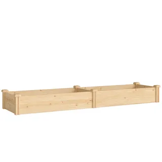 Outsunny Hochbeet mit offenem Boden 235/66/26 cm , Naturfarben , Holz , 148 L , 66x26x235 cm , Gartenzubehör, Hochbeete