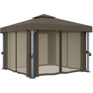 vidaXL Pavillon mit Vorhang 3x3 m Taupe Aluminium - Taupe