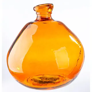 Gilde Vase Organical - Glas - orange - Höhe 32cm x Ø 31cm - bauchige Dekovase - Europäische Herstellung - recyceltes Material