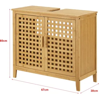 [en.casa] Waschbeckenunterschrank Ingmarsö Bambus 60x67x30cm