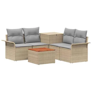 vidaXL Sofa Set 6 stk. 4-Sitzanzahl Beige und Hellgrau - Beige