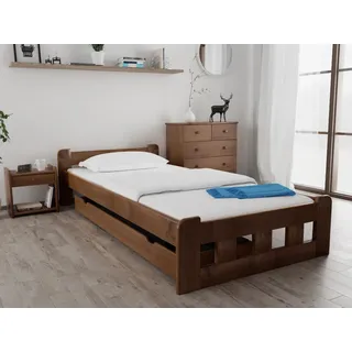 Hochbett Naomi 120 x 200 cm, Eiche Matratze: Ohne Matratze, Lattenrost: Mit Lamellenrost - Braun