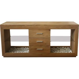 Teako Design Waschbeckenunterschrank Timra 120-180cm - Doppelwaschtisch Massivholz Badmöbel (55 x 180 x 80 cm)