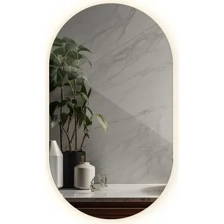 LED Hängespiegel Oval Form – Schlafzimmer Japandi Style – Hängespiegel Oval - LED- Farbe Warm (3000K) – 46 cm x 80 cm