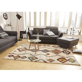 HANSE HOME Geometric Hochflorteppich 240 x 340 cm Beige/Weiß/Mint