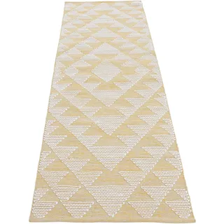 carpetfine Kelim Durry Kelimteppich 75 x 200 cm Gelb