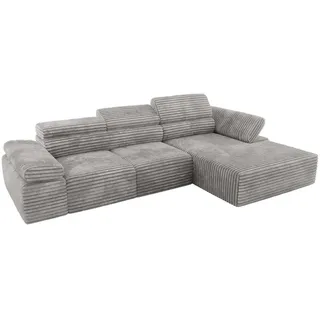 MKS Ecksofa Rilasso L Hellgrau Cord - rechts , Textil , L-Form,L-Form , 296x174 cm , Oeko-Tex® , Wohnzimmer, Sofas & Couches, Wohnlandschaften, Ecksofas