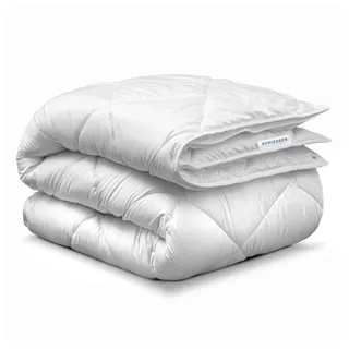 SCHIESSER 4-Jahreszeitenbett SCHIESSER "Lykke - 2 zusammenknöpfbare Steppdecken für Sommer und Winter", weiß, B:155cm L:220cm, Bezug: 100% Baumwolle. Füllung: 100% Polyester, Bettdecken, 4-Jahreszeitenbett, STANDARD 100 by OEKO-TEX zertifiziert, Topseller