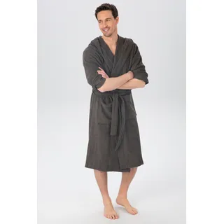 Unisex-Bademantel OTTO HOME "Sanremo, ideal für Sauna & Spa, Hotelbademantel, Morgenmantel" Gr. L, grau (anthrazit), L:125cm, Baumwolle, Hausmäntel, Unisex-Bademantel, mit Taschen, Damen & Herren Bademäntel, S-3XL