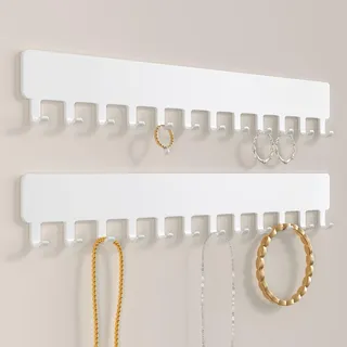 Josmimic Wand Ketten Aufbewahrung Schmuckaufbewahrung: Kettenhalter Kettenaufhänger Ketten Aufbewahrung Hängend Schmuckhalter Wand Weiß 2 PCS