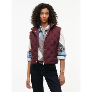 Steppweste TOMMY HILFIGER "LW DOWN FLAG QUILT VEST", Damen, Gr. M (40), bunt (deep burgundy), Steppware, Obermaterial: 100% Polyester. Futter: 100% Polyester. Füllung: 90% Daunen, 10% Federn, unifarben, normal, Westen Steppweste, Kunstfaser