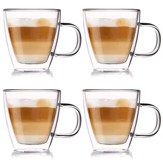 orion group Thermogläser | 180 ML | 4 Stück Set | Kaffeegläser Teeglas Kaffeeglas Doppelwandiges Doppelwandige Gläser Thermoglas | Für Kaffee Latte Cappuccino Tee