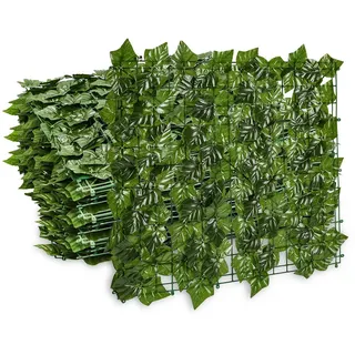 SWANEW Sichtschutzhecke Windschutz 1*3M Efeu Sichtschutz Balkonverkleidung Blätterzaun,Erdnussblatt - Grün