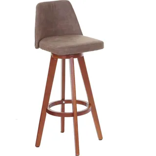 Mendler Barhocker HWC-C43, Barstuhl Tresenhocker, Holz Textil drehbar Vintage braun, helle Beine