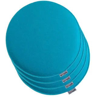 Brandsseller 4er Set Sitzkissen aus Filz Ø 35x2 cm – Robuste Stuhlauflagen für innen und außen, rundes Sitzpolster, strapazierfähiges Kissen für Stühle – Türkis
