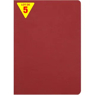 Clairefontaine 733002Cpack - Packung 5 Heft - Notizbuch mit Drahtheftung, Age Bag, DIN A4 21x29,7 cm, 48 Blatt, blanko, 90g, Rot, 1 Pack