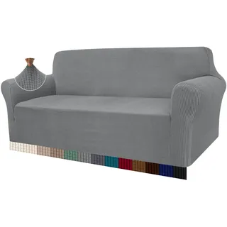 Granbest High Stretch Sofabezug Moderne Sofaüberwurf Jacquard Elastische Sofahusse für Wohnzimmer Protector für Hunde Haustiere (3 Sitzer, Hellgrau)