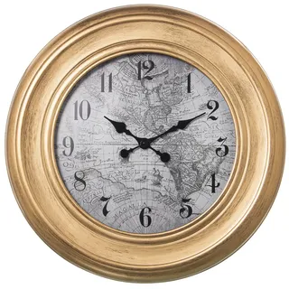 DRW Runde Wanduhr aus Melamin in Gold, 58 x 58 x 5 cm