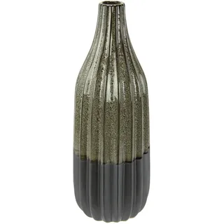 I.GE.A. Dekovase »Vase aus Keramik, geriffelt, bauchig, matt glänzend«, (1 St.), Flaschenform, Blumenvase, Tischdeko, Keramikvase, grau