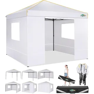 COBIZI Pavillon 3x3 Wasserdicht Stabil Faltpavillon mit Seitenteilen Pop Up Partyzelt UV-Schutz