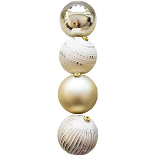 4 x Weihnachtskugeln aus Kunststoff Ø 15 cm - Champagner | Weihnachtsbaumkugeln bruchsicher wetterfest Baumkugeln Baumschmuck