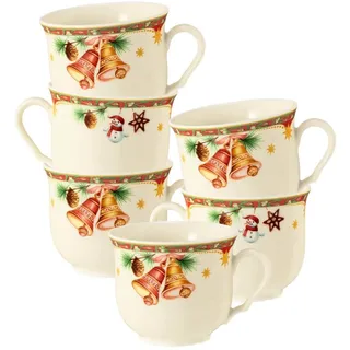 Tasse SELTMANN WEIDEN "Kaffeetassen Marieluise Weihnachtsnostalgie 230 ml 6er Set creme", beige (creme), B:8,3cm H:7cm, Porzellan, Trinkgefäße, Tasse