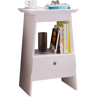 VCM Nachttisch »Holz Beistelltisch Nachttisch Schublade Spidali«, weiß