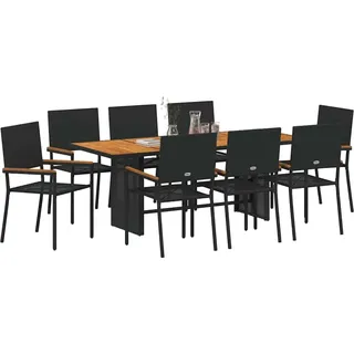 vidaXL Garten Essgruppe 9 pcs Schwarz Poly-Rattan - Schwarz
