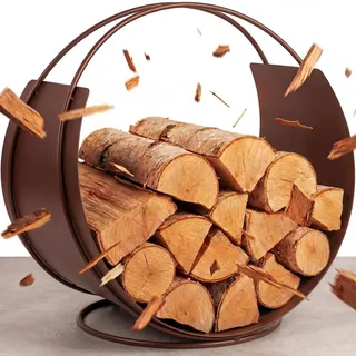 VASNER Situro S1/S2 Holzkorb – Kaminholzkorb Metall rund – Holzkorb für Kaminholz – Kaminholz innen & außen – Feuerholzkorb modern – 58 x 58 x 38 cm - braun