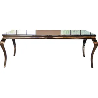 KAWOLA Esstisch AMARA Tisch Barock Glas Gestell Edelstahl 200x100cm - Schwarz