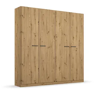 Rauch Möbel Florenz Schrank Kleiderschrank Drehtürenschrank, Eiche Artisan, Holz, 4-türig, inkl. 2 Kleiderstangen, 2 Einlegeböden BxHxT 181x210x54 cm