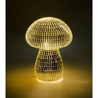 Mini Disco Pilzlampe Spiegelmosaik Silber warmweiß Nachtlicht 16,5 cm - Silber