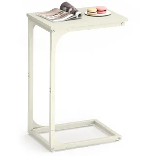 VASAGLE Beistelltisch, Sofatisch, C Form, Couchtisch, mit Metallgestell, modern, für Wohnzimmer, Schlafzimmer, cremeweiß LET350W77