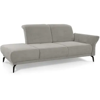 CAVADORE Recamiere Cooper / Luftige Chaiselongue mit Armteilverstellung, Kopfteilverstellung und Sitztiefenverstellung / 211 x 88 x 123 / Cord, Hellgrau