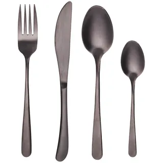 Butlers Besteck-Set (4-tlg.) Kings , Schwarz , Metall , Besteck, Besteck-Sets