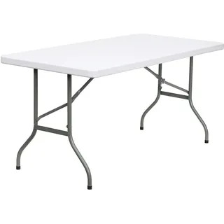Flash Furniture Klapptisch, 1,5 m, Metall, Kunststoff: Polyethylen, Granitweiß