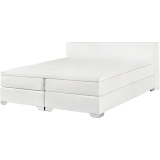 Beliani Boxspringbett 180/200cm Weiß President - Kunststoff , 180x200 cm , Schlafzimmer, Betten, Boxspringbetten