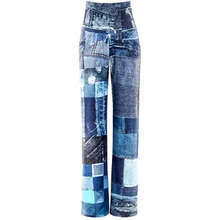 Winshape Damen Functional Comfort Culottes Cul101c “high Waist” Mit Patchwork-Print Trainingshose, Blau, M EU