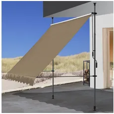 Bild Klemm-Senkrechtmarkise, 200 cm Breite, 130 cm Ausfall, Neigungswinkel verstellbar, Beige Balkonmarkise Sonnenschutz Terrassenüberdachung Höhenverstellbar von 200-290cm Markise Balkon ohne Bohren