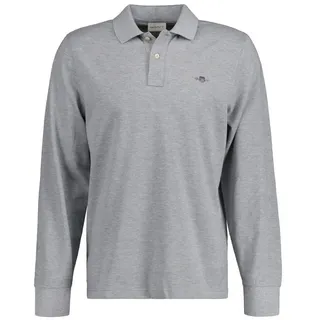 GANT Regular Shield Langarm-polo grau L