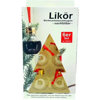 6 Stück Weihnachtskugeln zum Befüllen à 50ml für Flüssigkeiten und Sweets nachfüllbar Weihnachtsbaum Kugeln