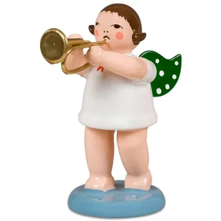 Holzfigur Engel mit Kornett ohne Krone Höhe 6cm NEU Holzengel Bote Gottes