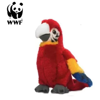 WWF Plüschtier Hellroter Ara Papagei (mit Sound, 14cm) lebensecht Kuscheltier Stofftier