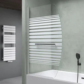 Mai & Mai Duschwand für Badewanne Badewannenwand faltbar 180° Sicherheitsglas mit NANO 90x140cm Badewannentrennwand Badewannenaufsatz teilsatiniert
